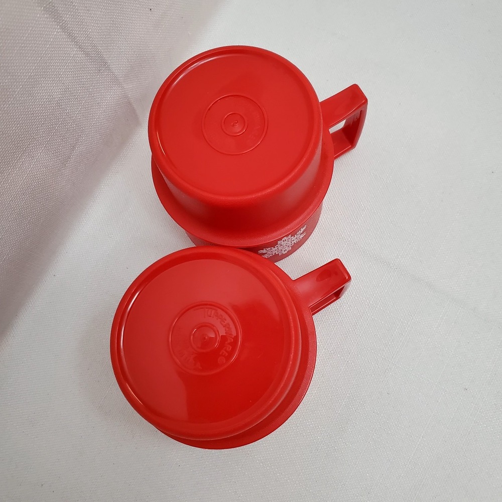 Vintage Tupperware Mug Red Snowflake ♡ Set Of 2 ♡ 1312-27 ♡ ADORABLE ♡ - Picture 11 of 11